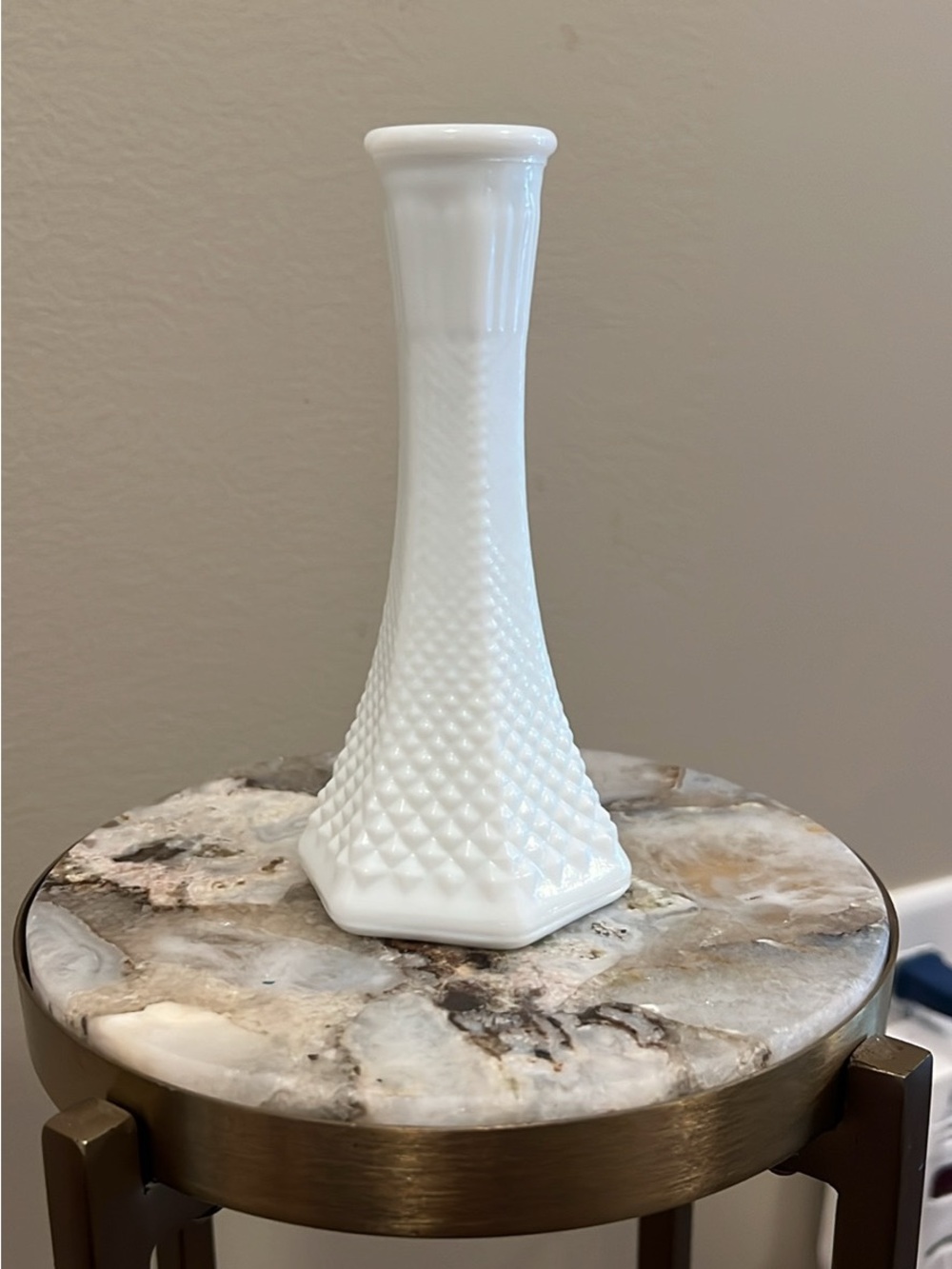 Vintage Anchor Hocking Milk Glass Bud Vase – Hobnail Diamond Pattern